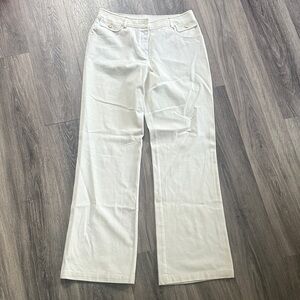 Elegant White Wide Leg Women's Pants 8 Stretch Flare